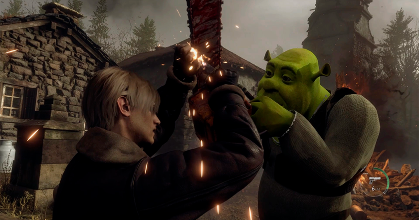 C'est le moment où vous vous enfuyez. Pour Resident Evil 4 Chainsaw Demo, il y a une modification qui ajoute Shrek. C'est le moment où vous vous enfuyez. Pour Resident Evil 4 Chainsaw Demo, il y a une modification qui ajoute Shrek.