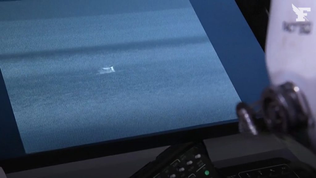 Un navire marchand dans l'objectif de la caméra infrarouge de l'Atlantique 2 lors d'une patrouille en mer Baltique. Illustration : Le Figaro