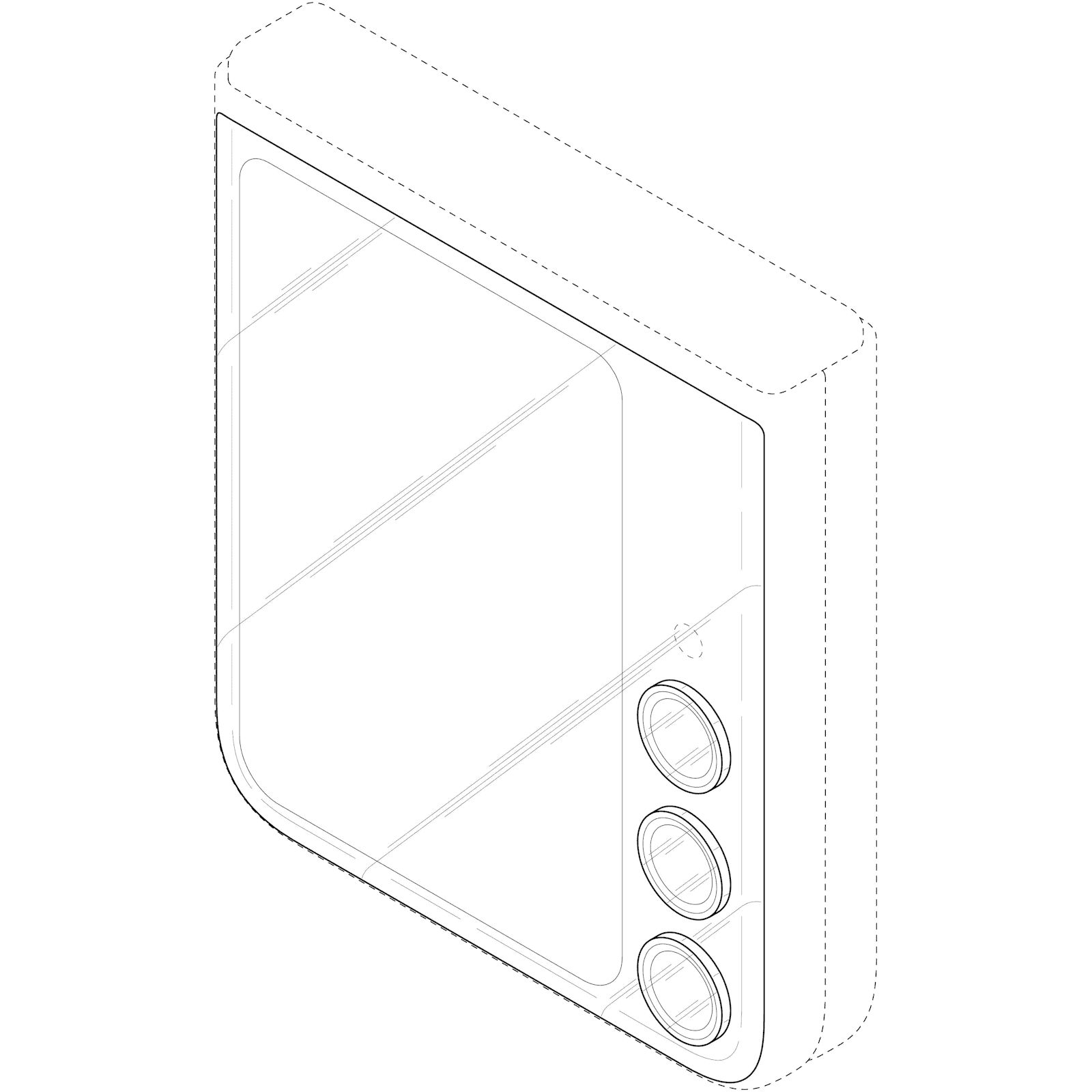 Samsung Galaxy Z Flip 7 design, vue 3D depuis le téléobjectif Samsung Galaxy Z Flip 7 design, vue 3D depuis le téléobjectif