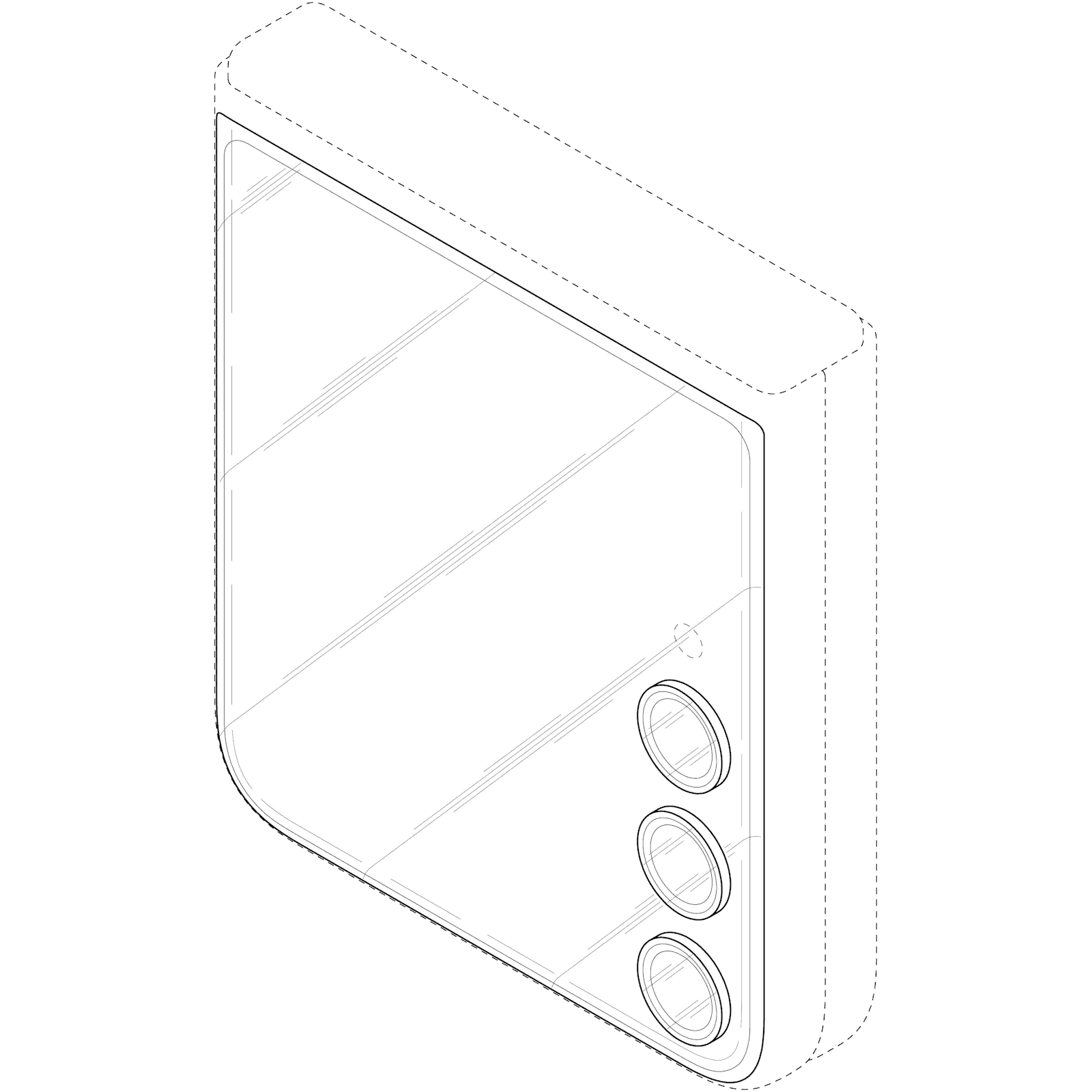 Samsung Galaxy Z Flip 7 design, vue 3D depuis le téléobjectif Samsung Galaxy Z Flip 7 design, vue 3D depuis le téléobjectif
