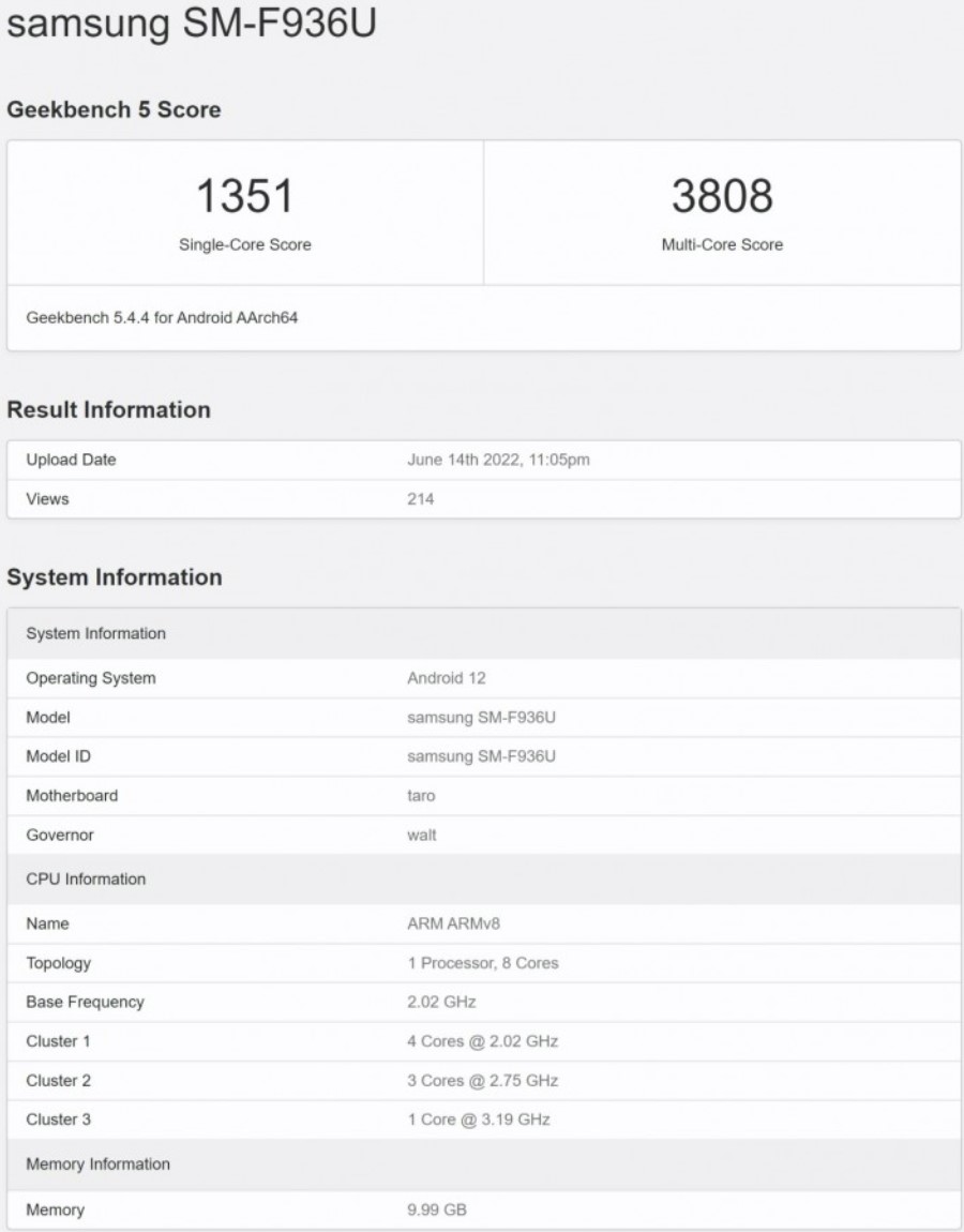 Les spécifications clés du Samsung Galaxy Z Fold4 sont apparues sur Geekbench-2 Les spécifications clés du Samsung Galaxy Z Fold4 sont apparues sur Geekbench-2