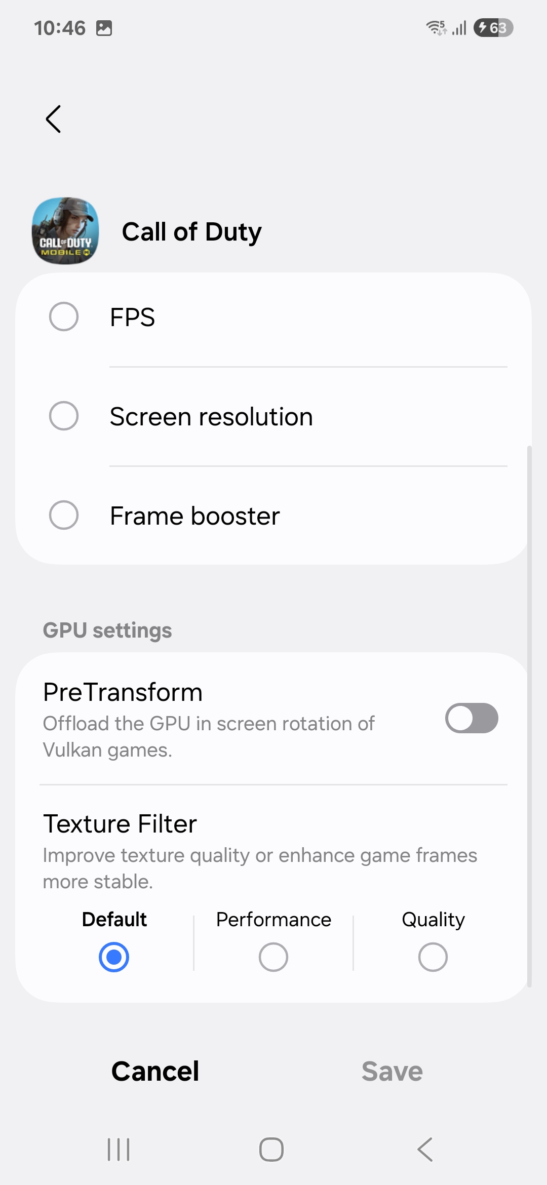 Filtres de texture dans Game Booster Filtres de texture dans Game Booster