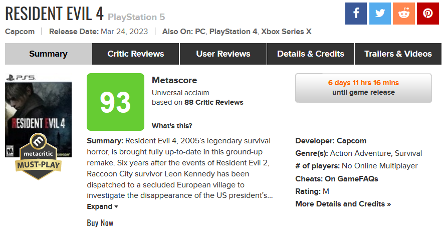 La réimagination parfaite du jeu d'horreur culte : les critiques ont publié les premiers avis sur le remake de Resident Evil 4. Le jeu obtient 93 points sur 100 sur Metacritic.-2 La réimagination parfaite du jeu d'horreur culte : les critiques ont publié les premiers avis sur le remake de Resident Evil 4. Le jeu obtient 93 points sur 100 sur Metacritic.-2