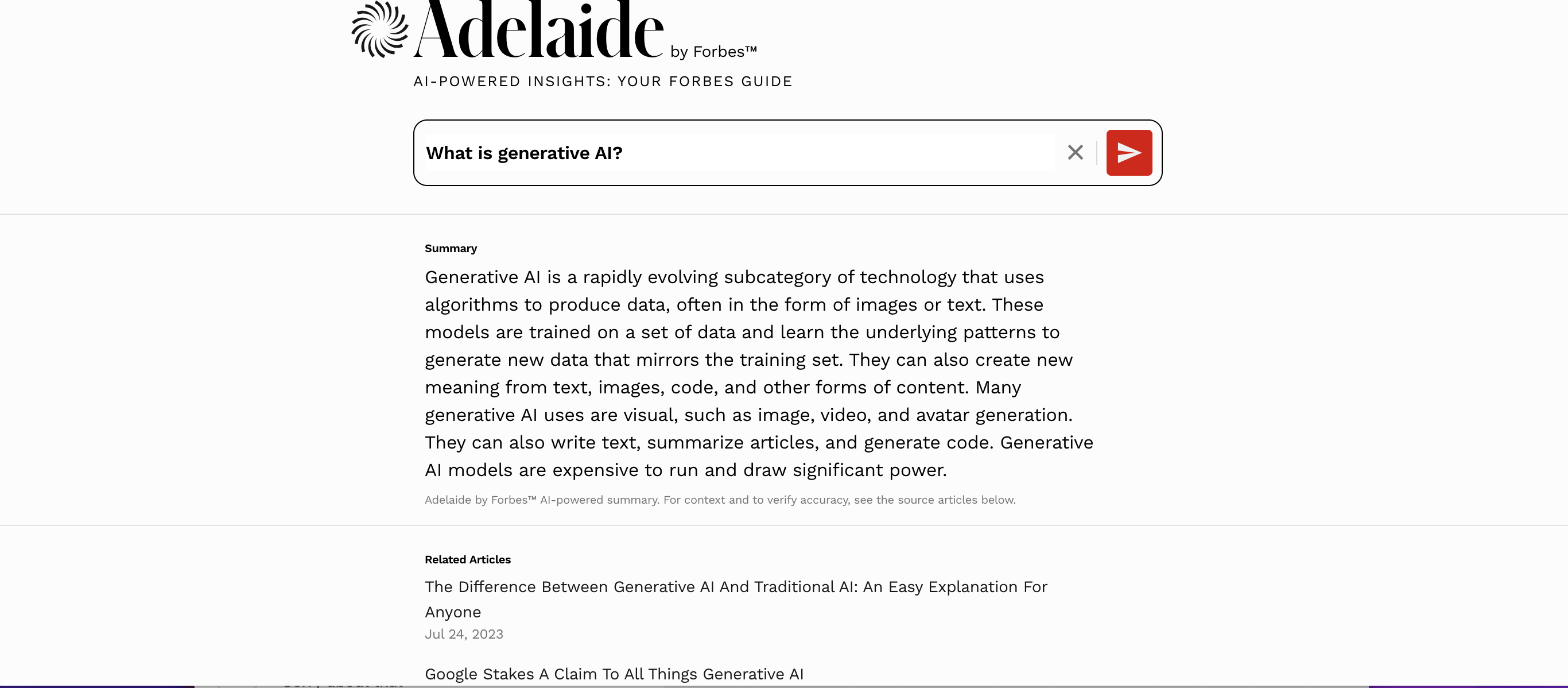 Forbes lance une version bêta de la recherche alimentée par l'IA pour des recommandations personnalisées-2 Forbes lance une version bêta de la recherche alimentée par l'IA pour des recommandations personnalisées-2