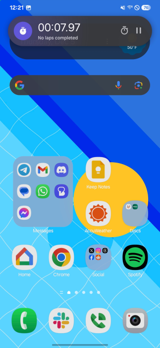 Capture d'écran de l'écran d'accueil de One UI Capture d'écran de l'écran d'accueil de One UI