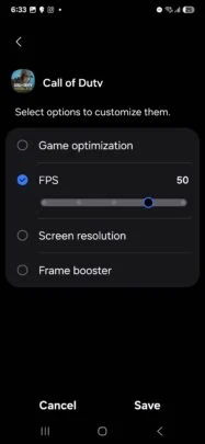 La dernière capture d'écran de Game Booster avec le Galaxy S25 La dernière capture d'écran de Game Booster avec le Galaxy S25