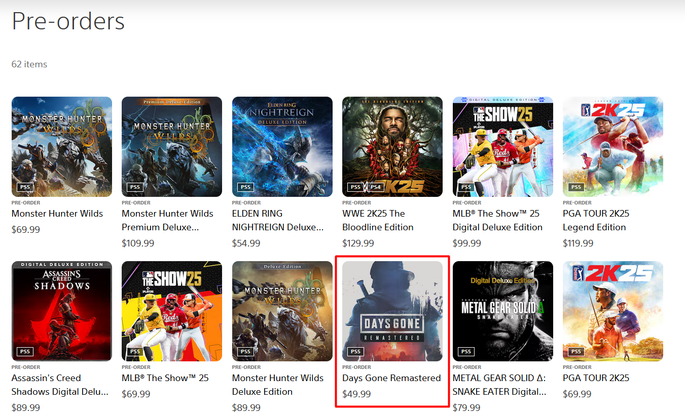 Pré-commande sur le PS Store. Illustration : Sony