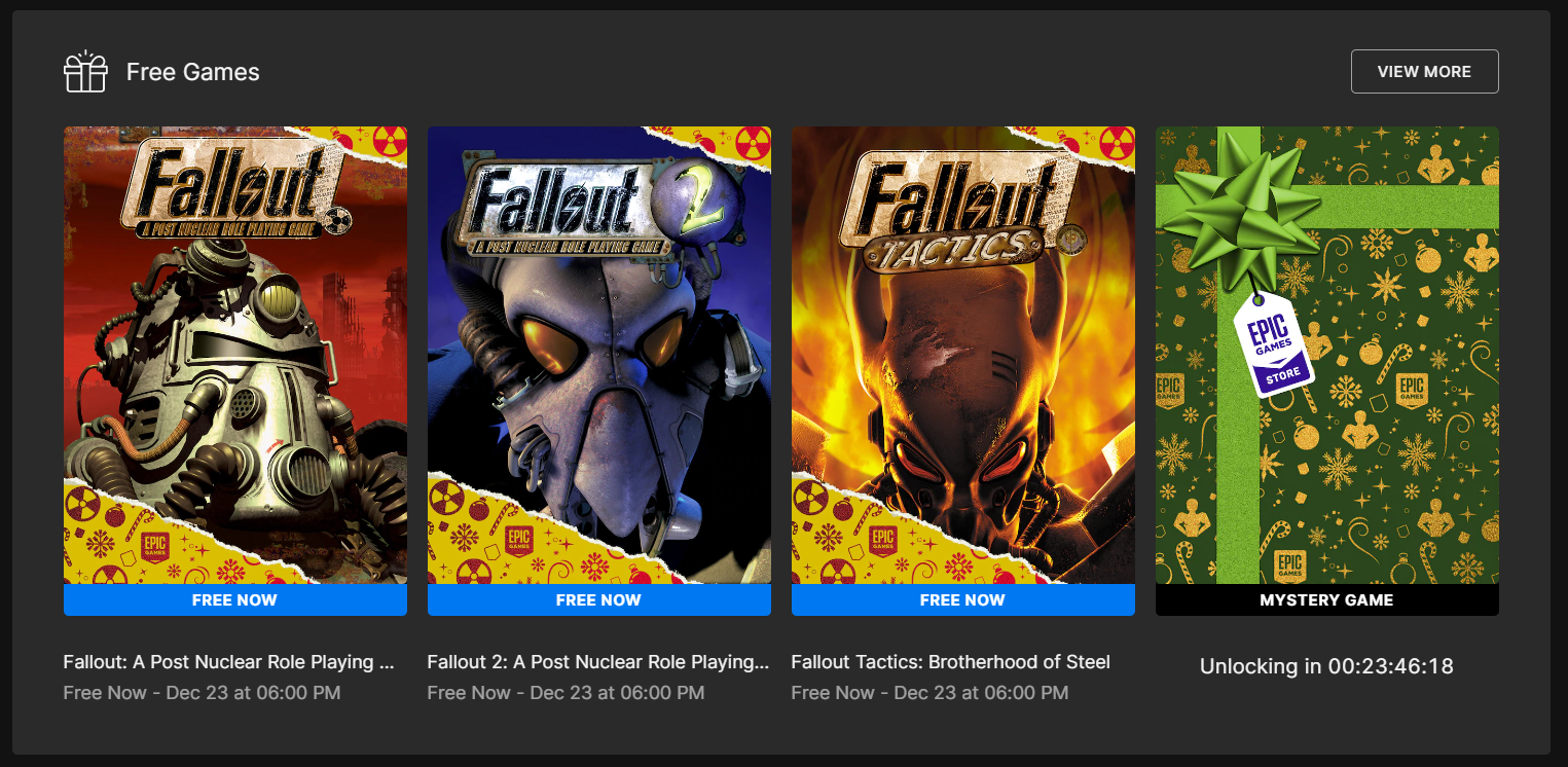3 jeux à la fois : vous pouvez vous procurer gratuitement Fallout Classic Collection dans l'Epic Games Store.-2 3 jeux à la fois : vous pouvez vous procurer gratuitement Fallout Classic Collection dans l'Epic Games Store.-2