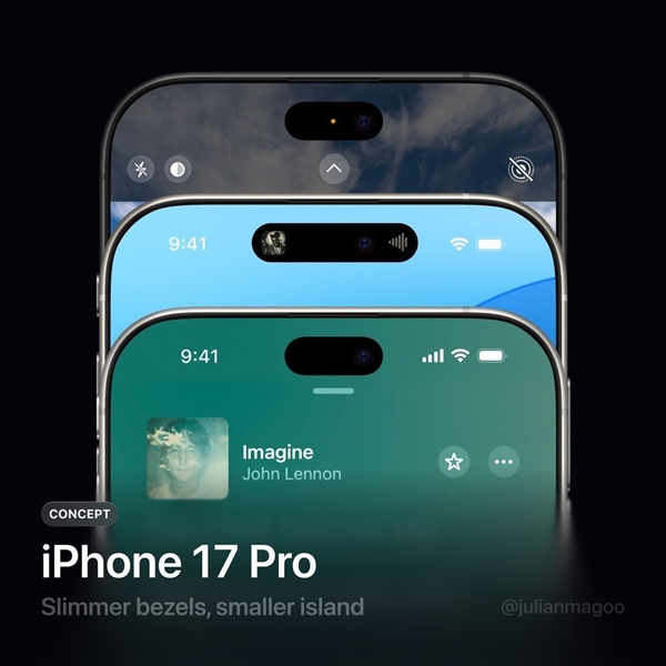 L'île dynamique Une image conceptuelle de la nouvelle île dynamique de l'iPhone 17 Pro