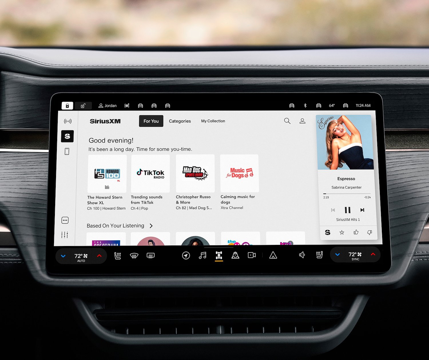 Application SiriusXM sur l'écran du véhicule Rivian