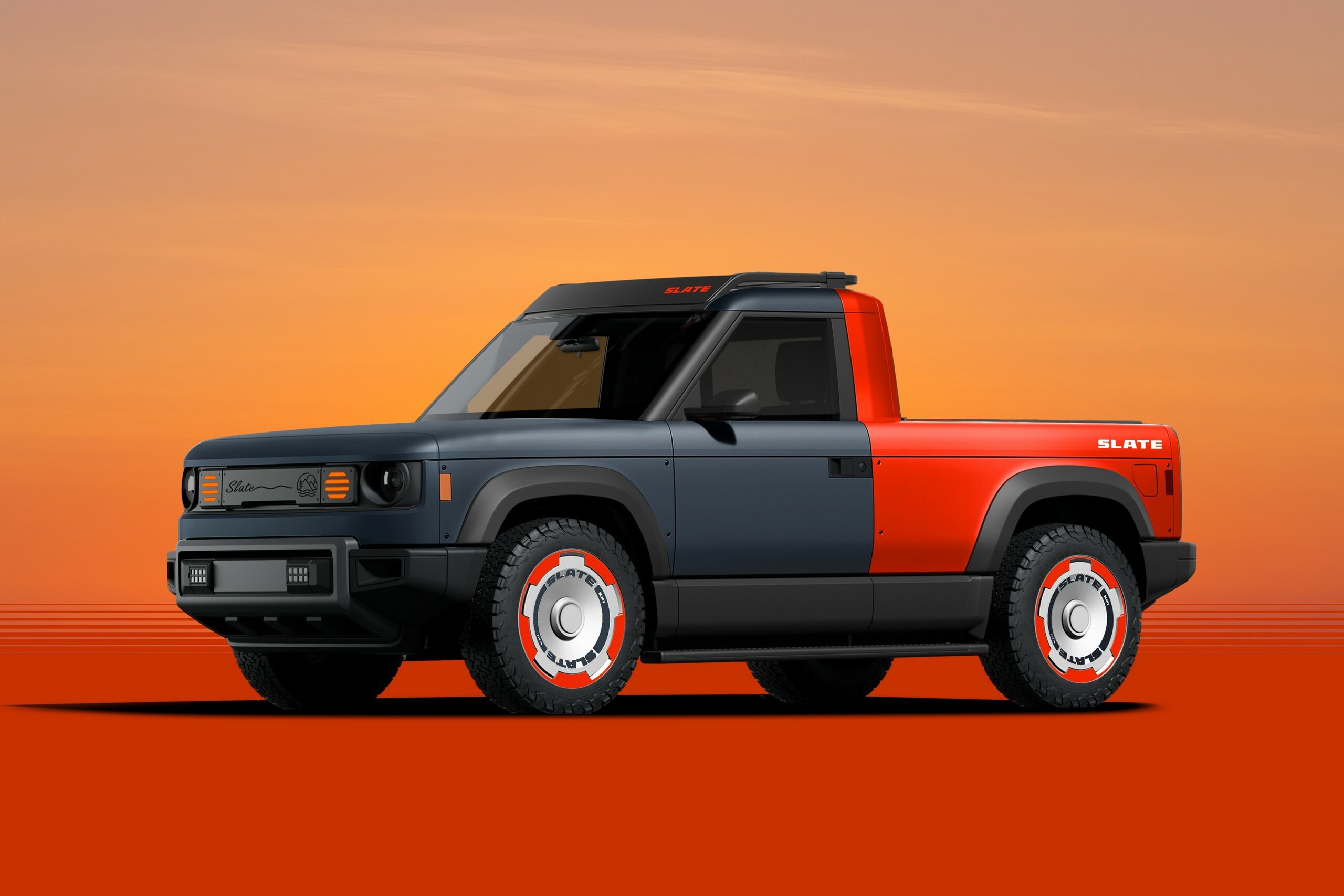Pickup électrique Slate avec vue arrière Pickup électrique Slate avec vue arrière