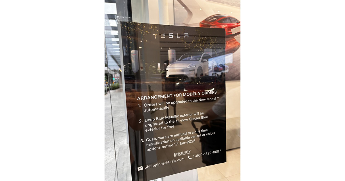 Annonce de la mise à jour des commandes de Tesla Model Y aux Philippines