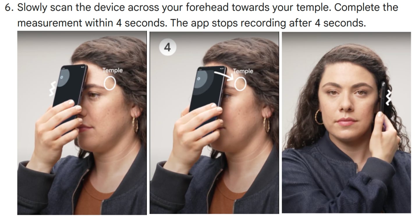 Le Google Pixel 8 Pro peut désormais mesurer votre température corporelle lorsque vous le passez sur votre visage.-2 Le Google Pixel 8 Pro peut désormais mesurer votre température corporelle lorsque vous le passez sur votre visage.-2