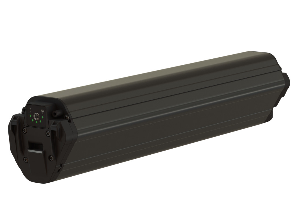 Batterie BMZ V10 820Wh dans l'amplificateur NOX P2. Illustration : Cycles NOX