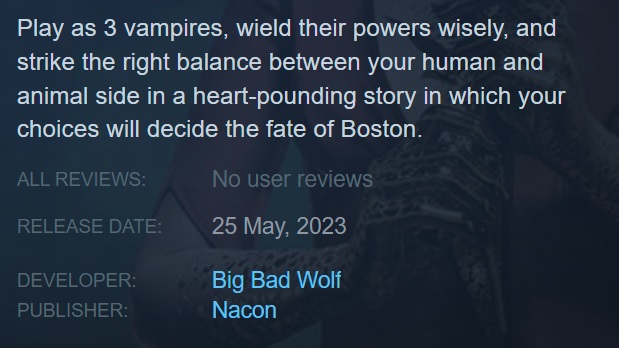N'est plus une exclusivité EGS. Vampire : The Masquerade - Swansong sur Steam en mai-2 N'est plus une exclusivité EGS. Vampire : The Masquerade - Swansong sur Steam en mai-2