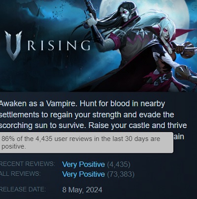 La mise en ligne de V Rising a attiré plus de 150 000 personnes - le jeu d'action-RPG sur les vampires reçoit d'excellentes critiques.-3 La mise en ligne de V Rising a attiré plus de 150 000 personnes - le jeu d'action-RPG sur les vampires reçoit d'excellentes critiques.-3