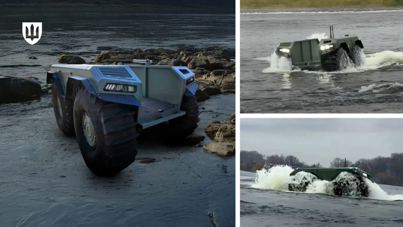 Plateforme amphibie sans équipage UNEX UGV, illustration du Ministère de la Défense de l'Ukraine.