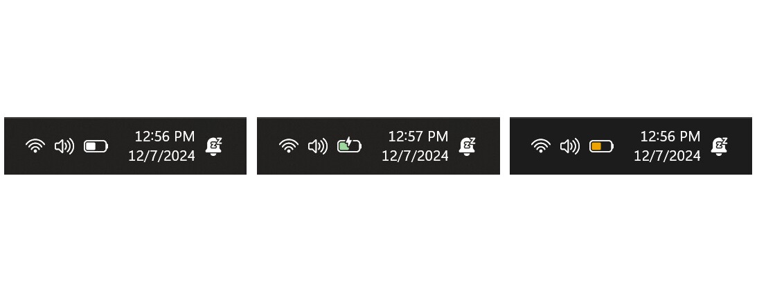 Image de la nouvelle icône de la batterie dans la barre des tâches Nouvelle icône de batterie dans Windows 11