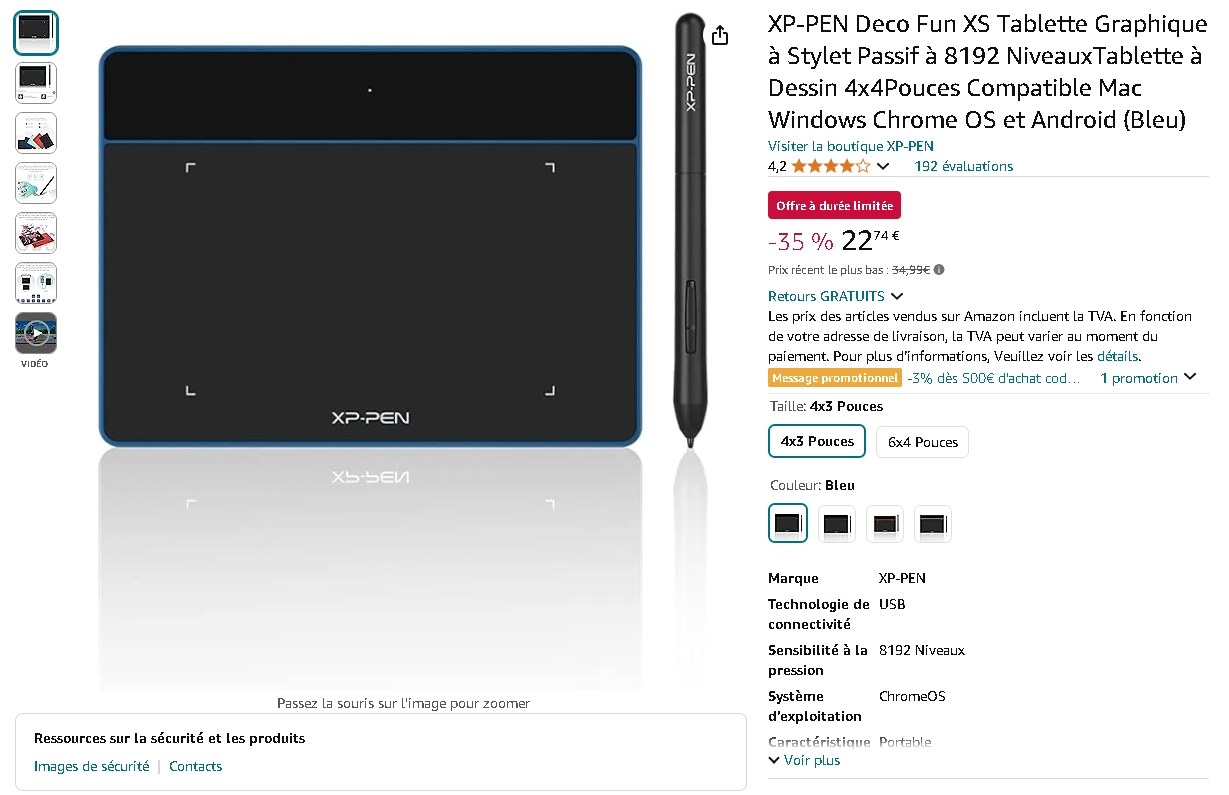 XP-PEN Deco Fun XS XP-PEN Deco Fun XS tablette graphique