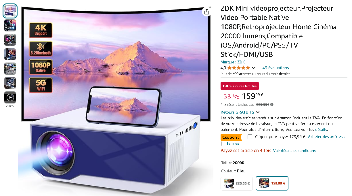 ZDK Mini Vidéoprojecteur Full HD ZDK Mini Vidéoprojecteur Full HD